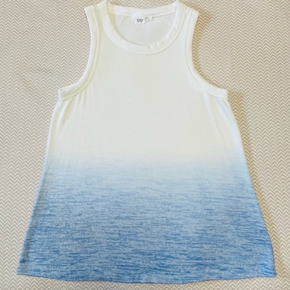Gap Womens Blue White Ombre Dip Dye‎ Space Dye Sleeveless Tank Top XS